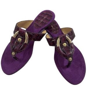 NWOT! NINE WEST Regal Purple Crocodile Leather Suede Sandals women’s size: 7
